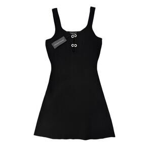 Christian Lacroix rhinestone black ribbed mini dress - size medium